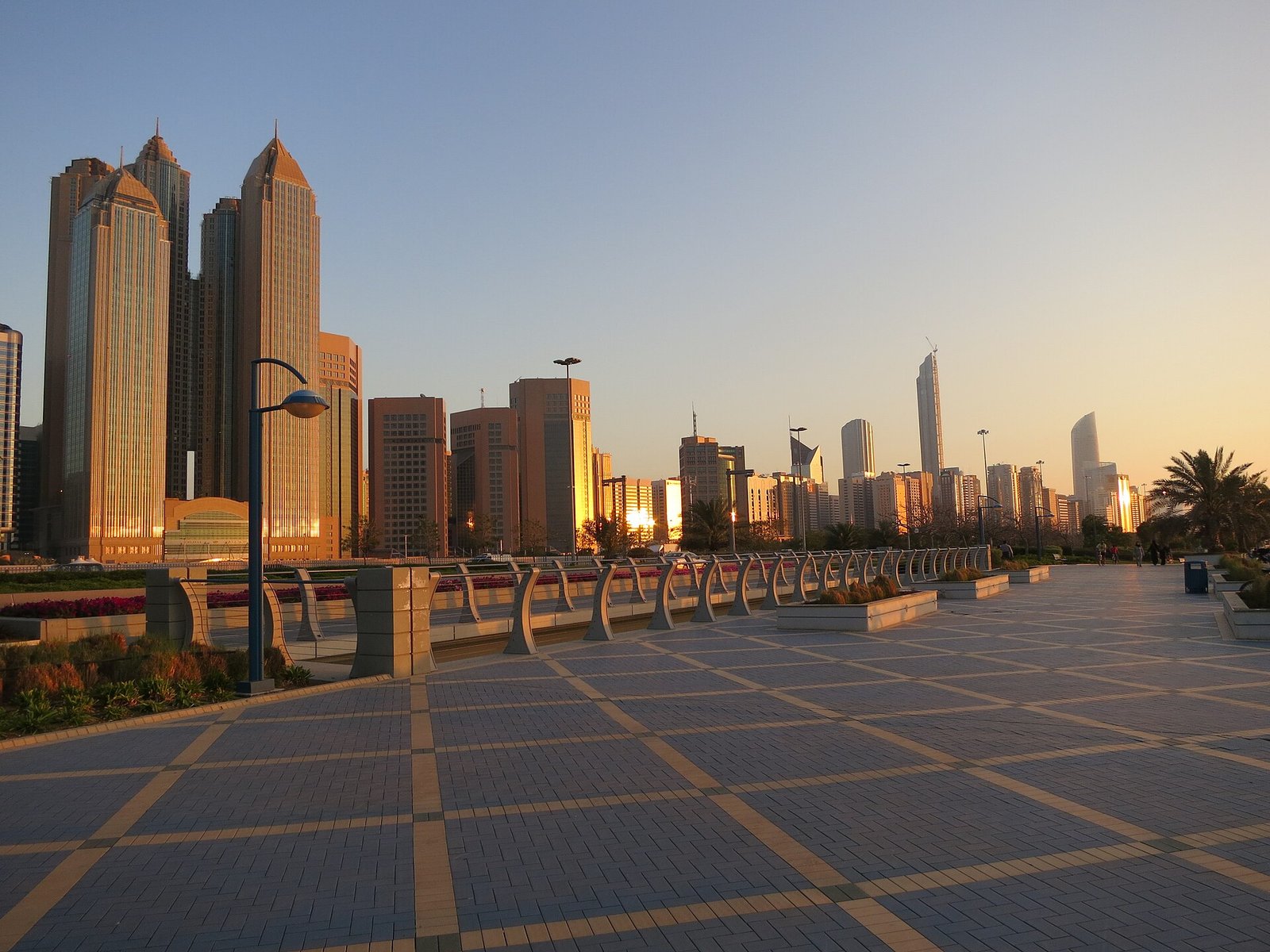 Panoramic Abu Dhabi skyline at night