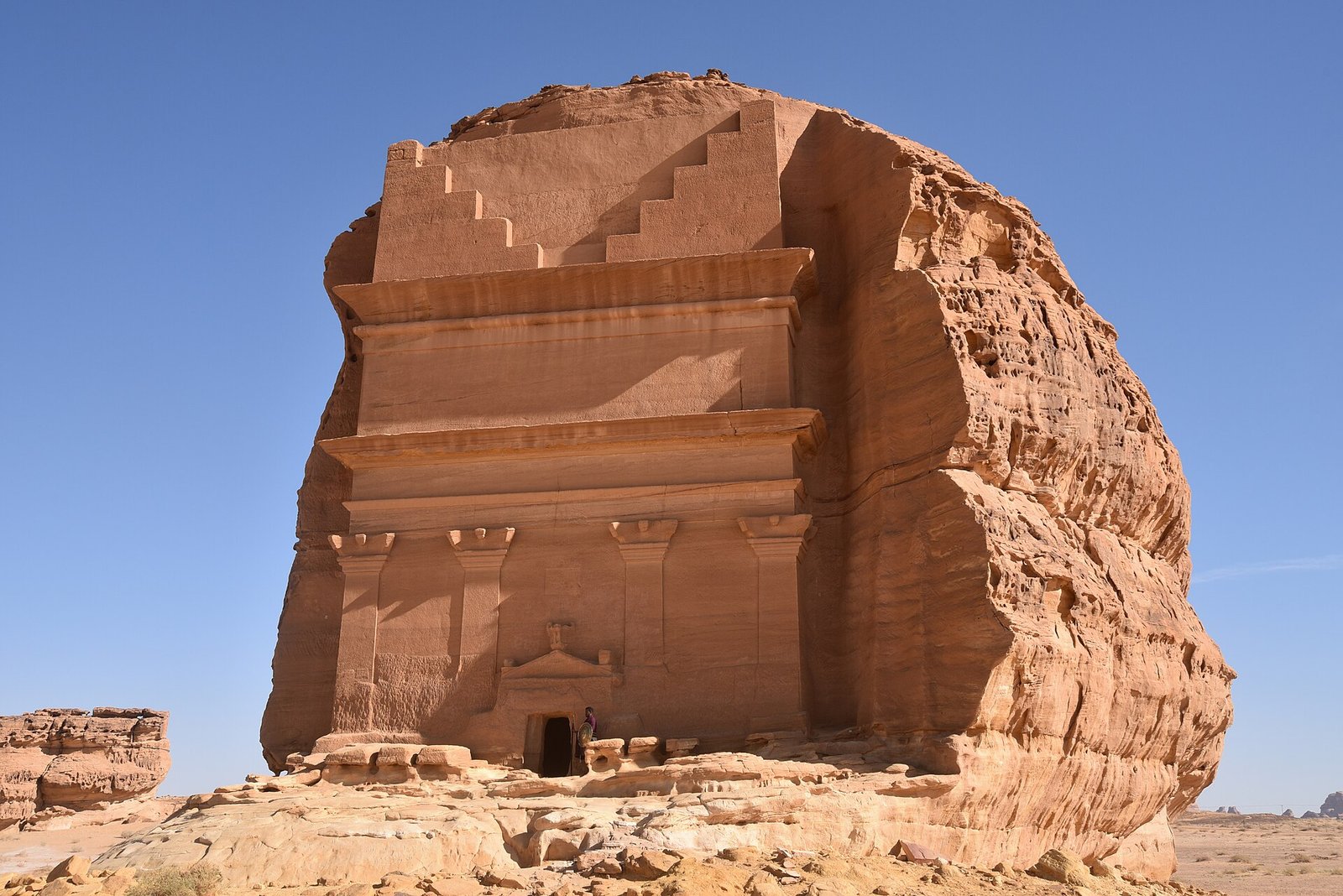 Nabataean tomb carved into sandstone at Hegra