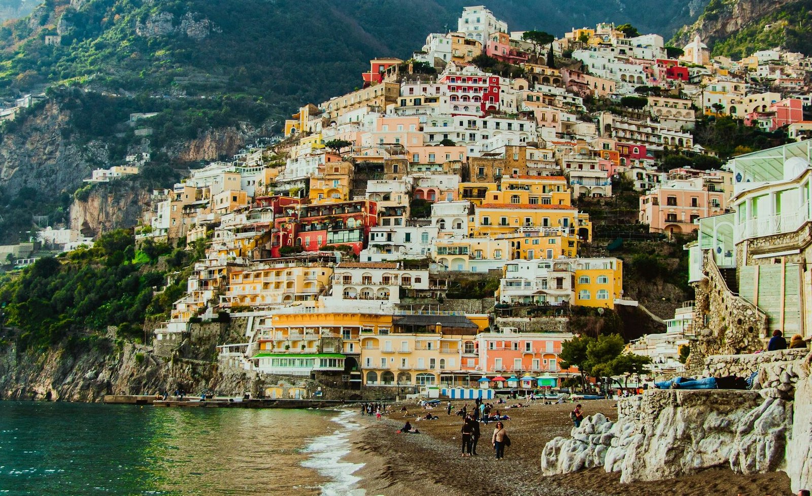 Positano’s colorful buildings climbing the Amalfi Coast