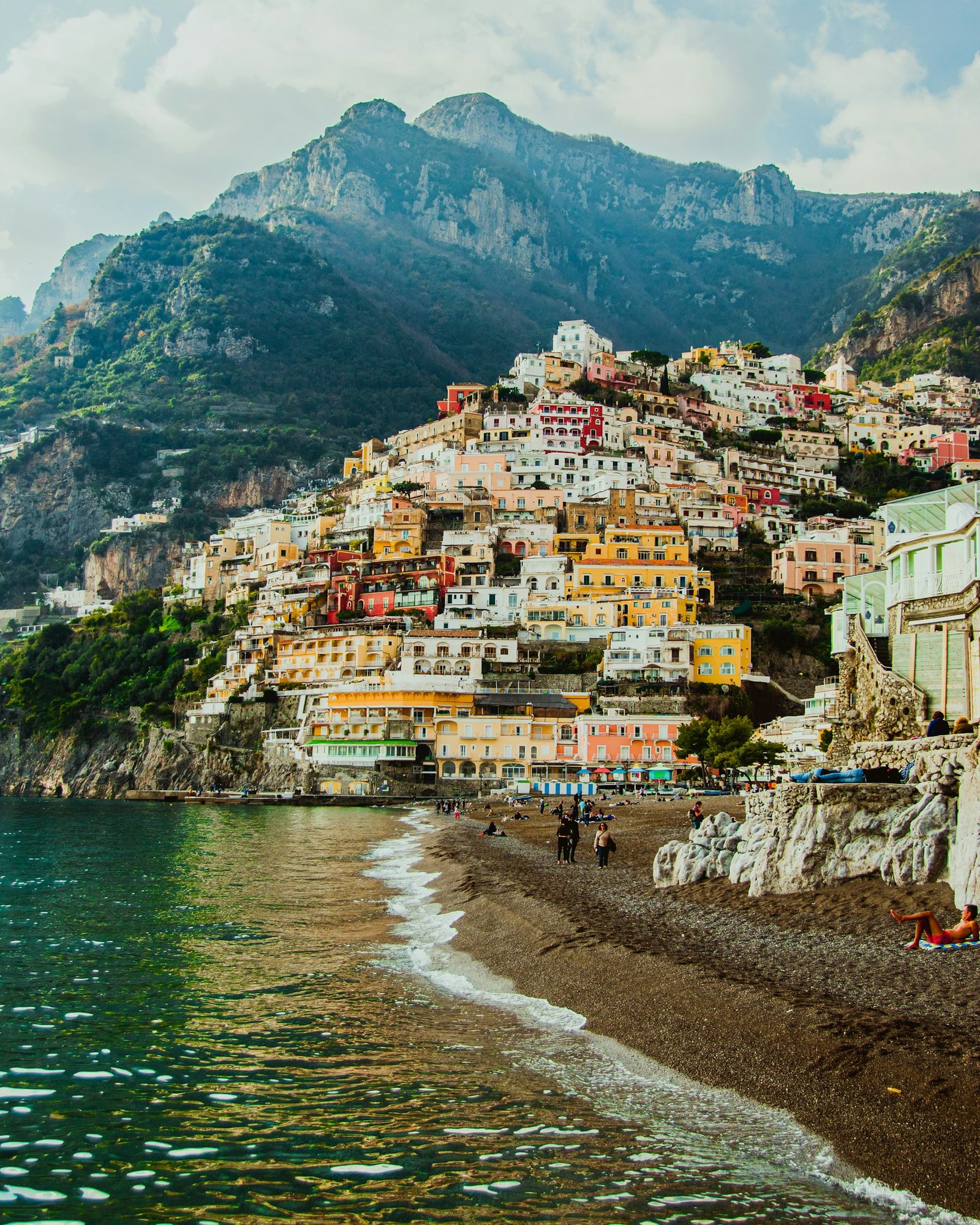 Positano’s colorful buildings climbing the Amalfi Coast