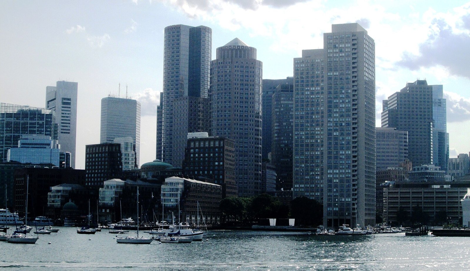 Boston skyline beside the harbor