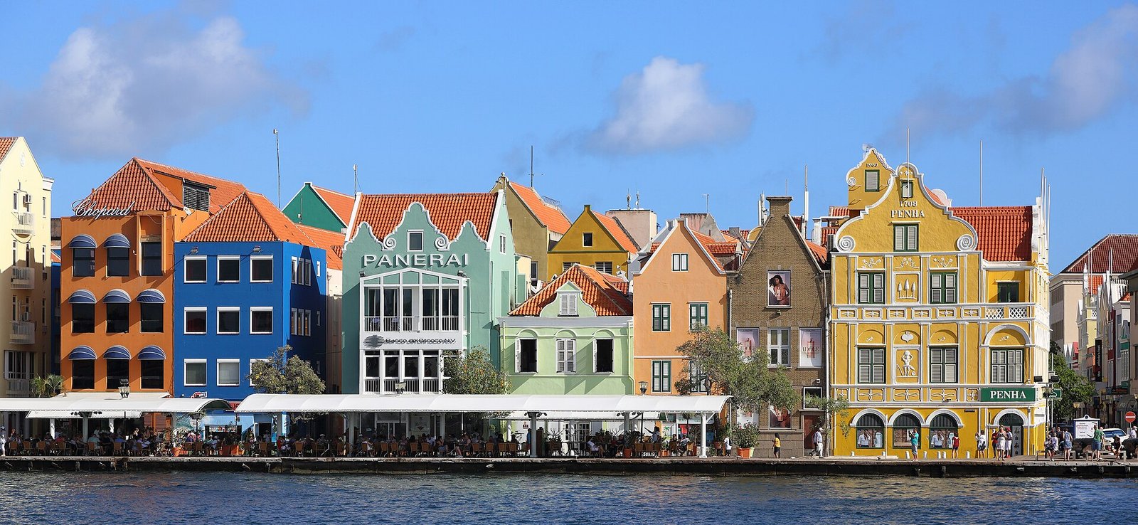 Colorful Handelskade waterfront in Willemstad