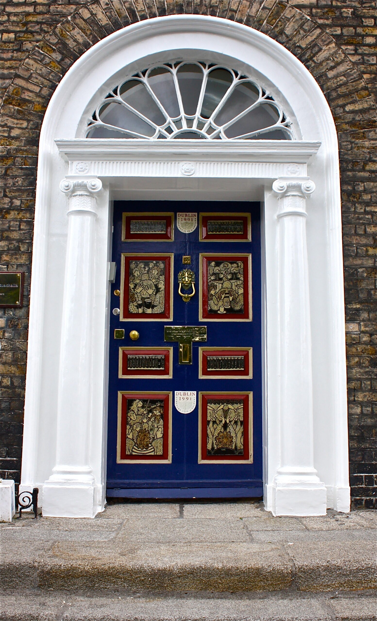Colorful Georgian doorway in Dublin