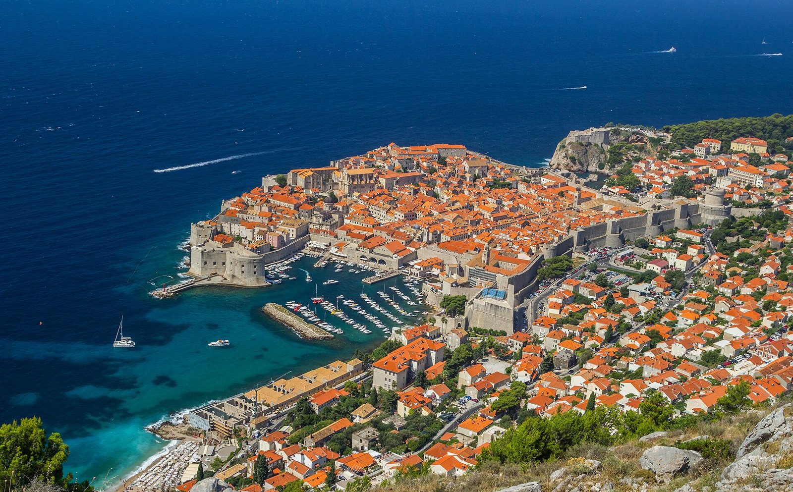 The walls of the fortress and View of the old city. ... in Dubrovnik