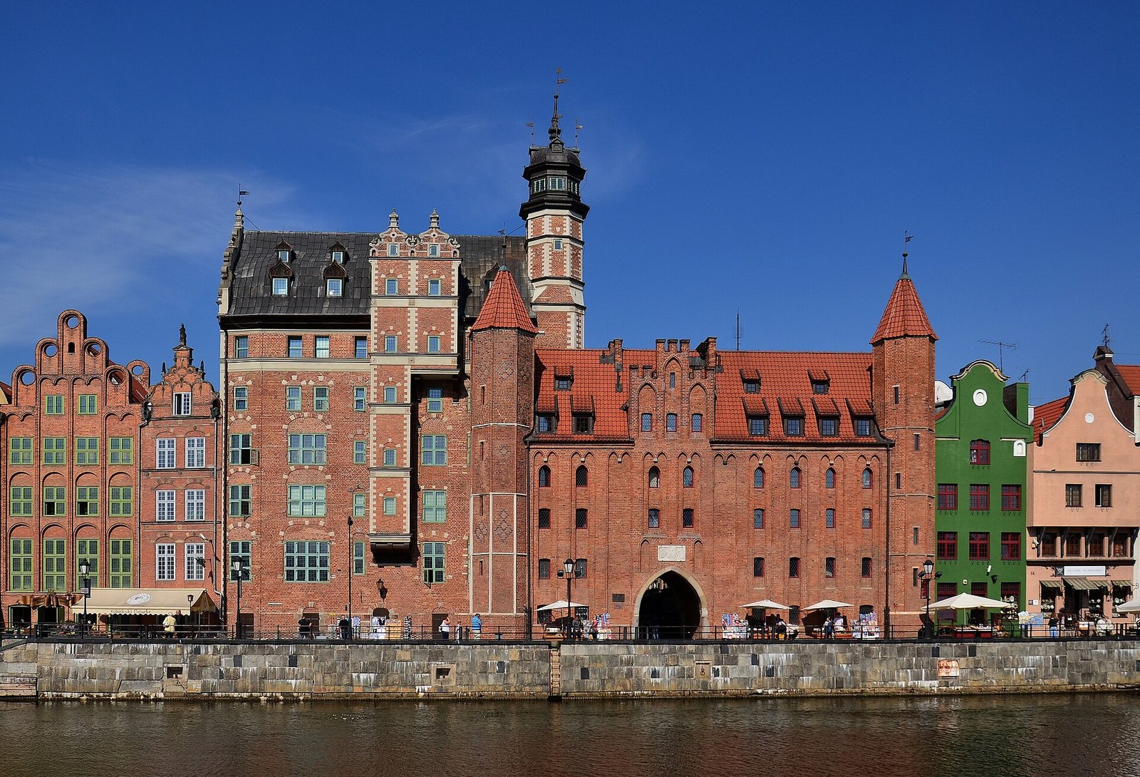 Colorful facades along the Motława in Gdańsk