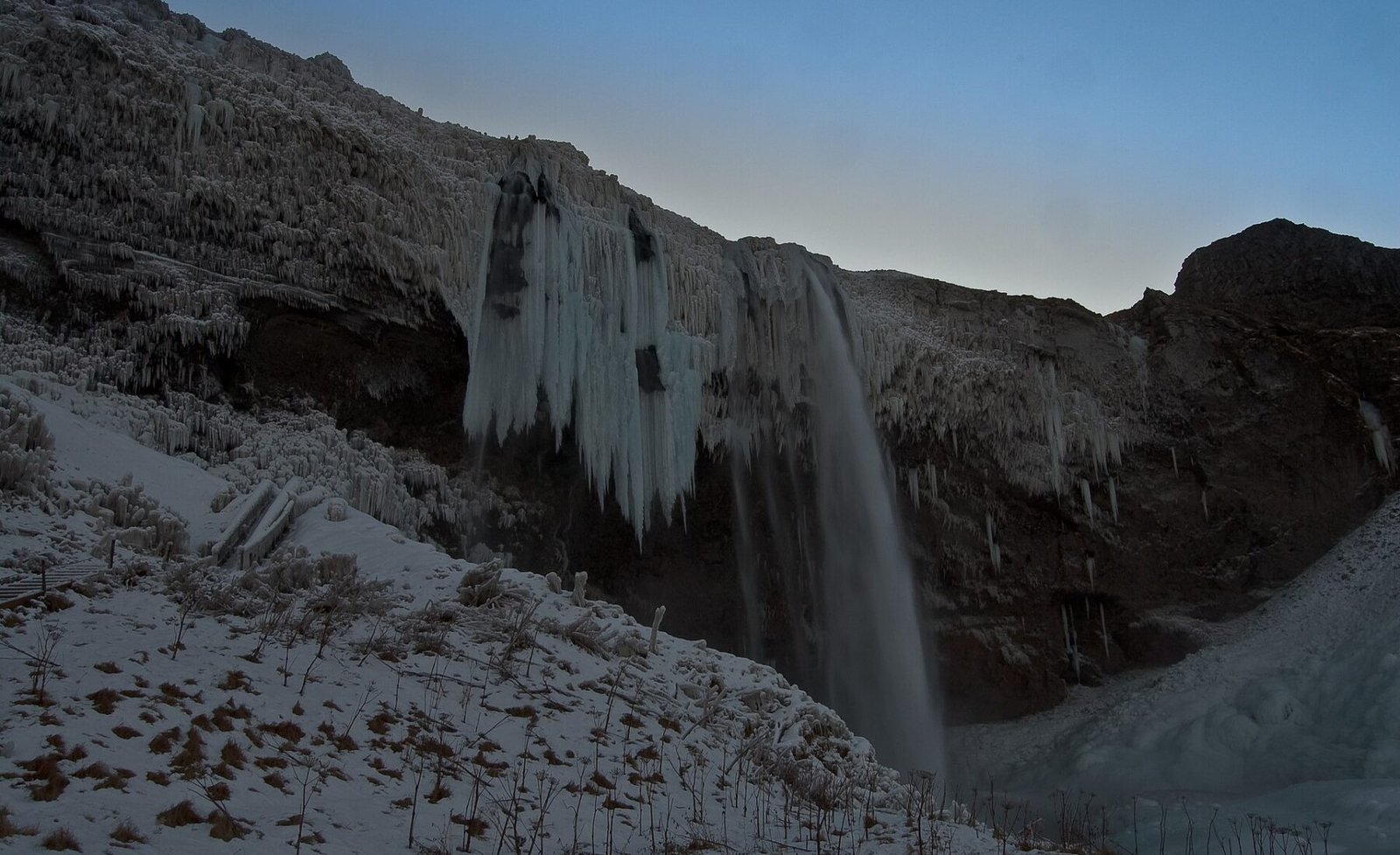 Seljalandsfoss waterfall in Iceland during winter