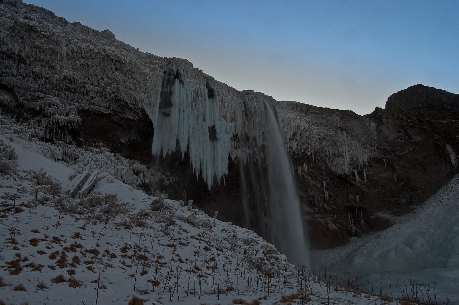 Seljalandsfoss waterfall in Iceland during winter