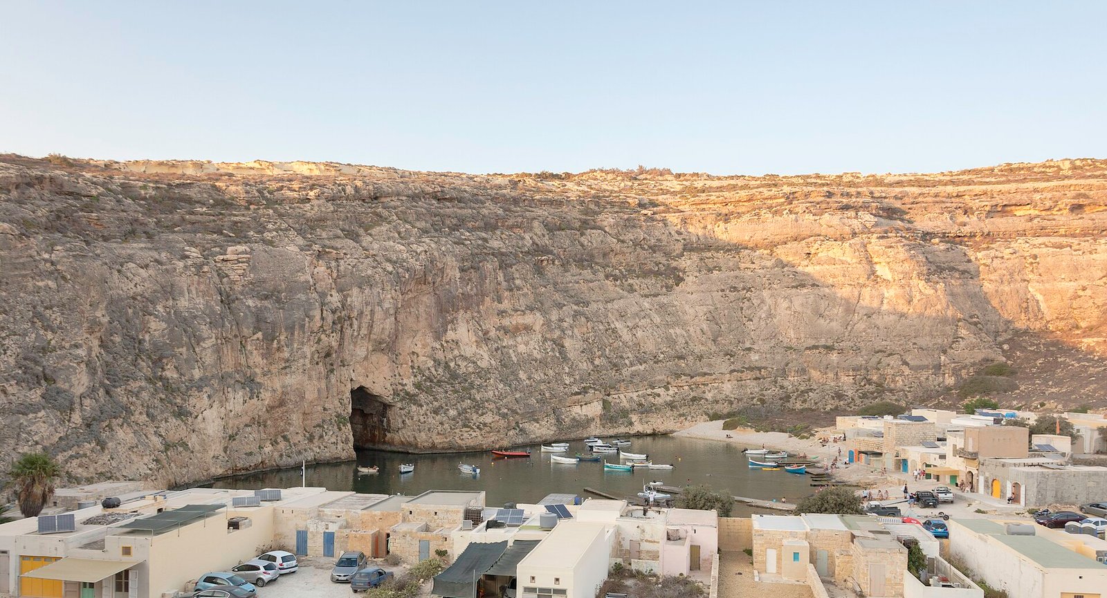 Limestone coast and blue water in Gozo