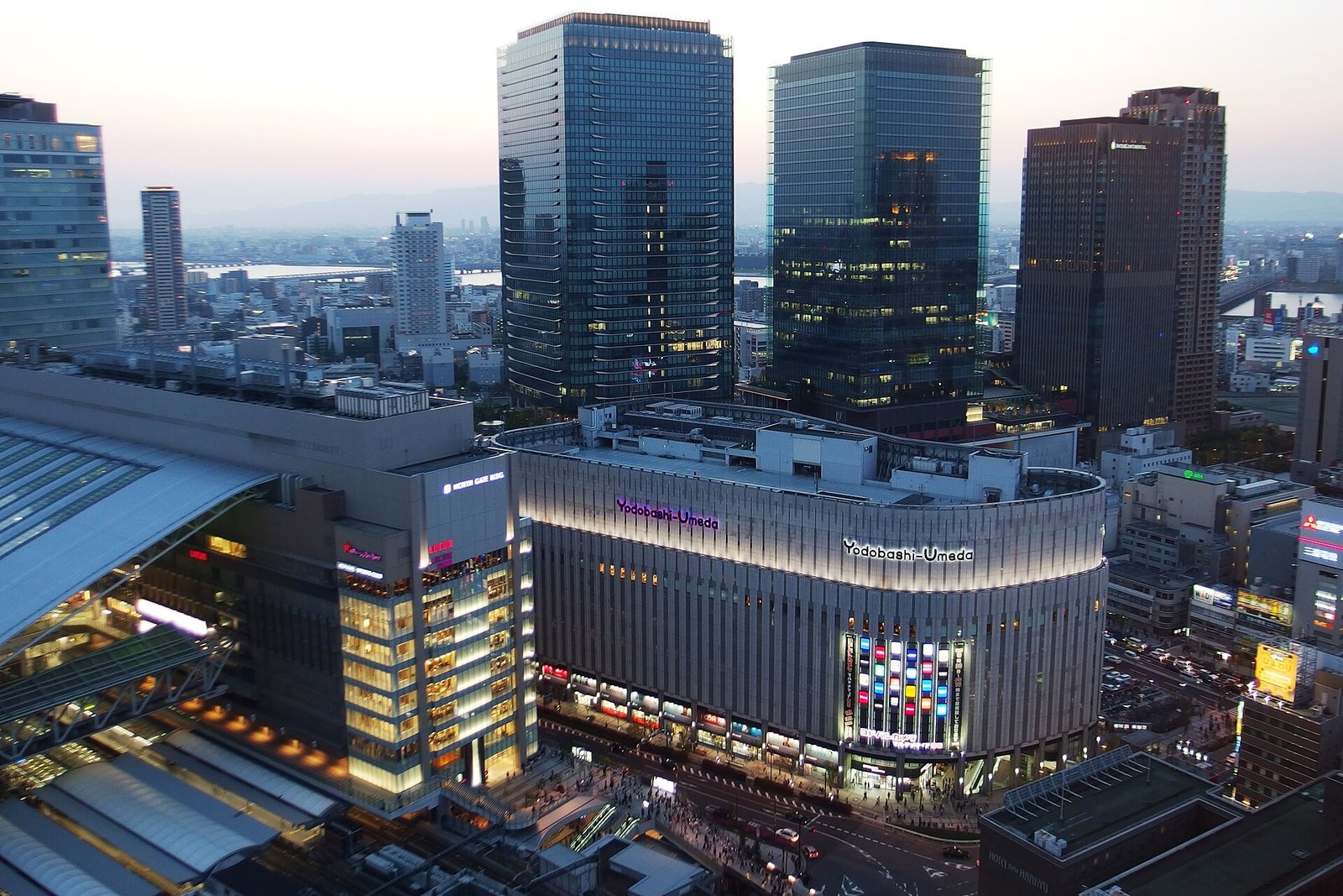 Osaka skyline at night from Umeda Sky Building.jpg in Osaka