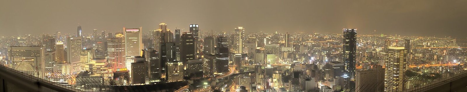Osaka skyline at night from Umeda Sky Building.jpg in Osaka