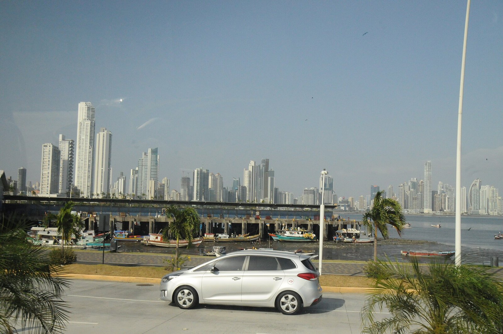 Casco Antiguo with the modern Panama City skyline