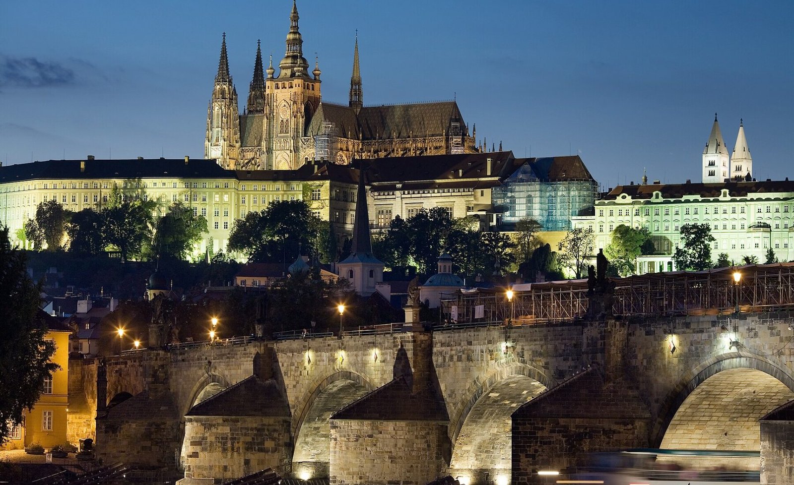 Night view of the Castle and Charles Bridge, Prague in Prague
