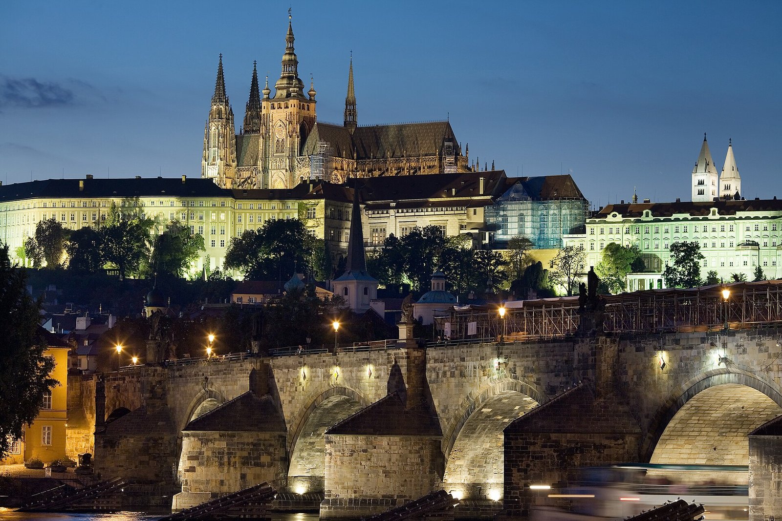 Night view of the Castle and Charles Bridge, Prague in Prague