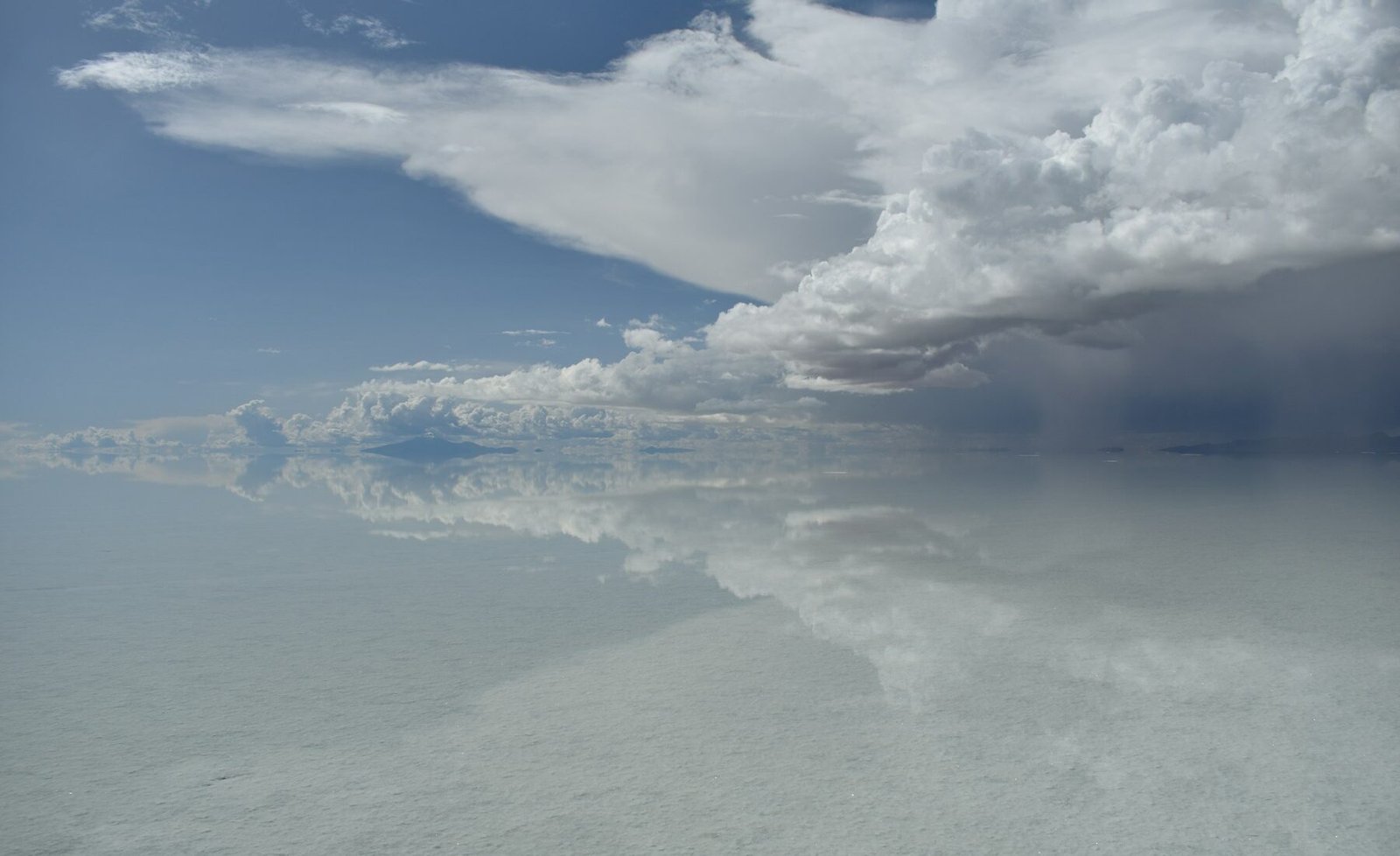 The mirror effect across Salar de Uyuni in Bolivia