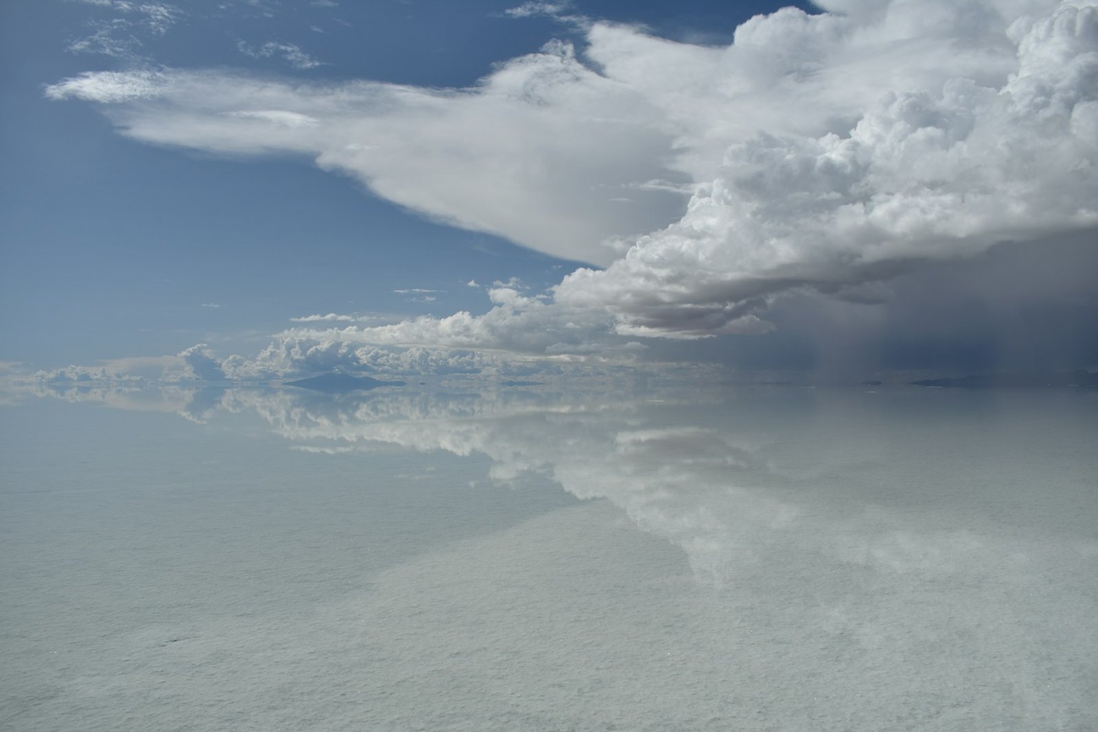 The mirror effect across Salar de Uyuni in Bolivia