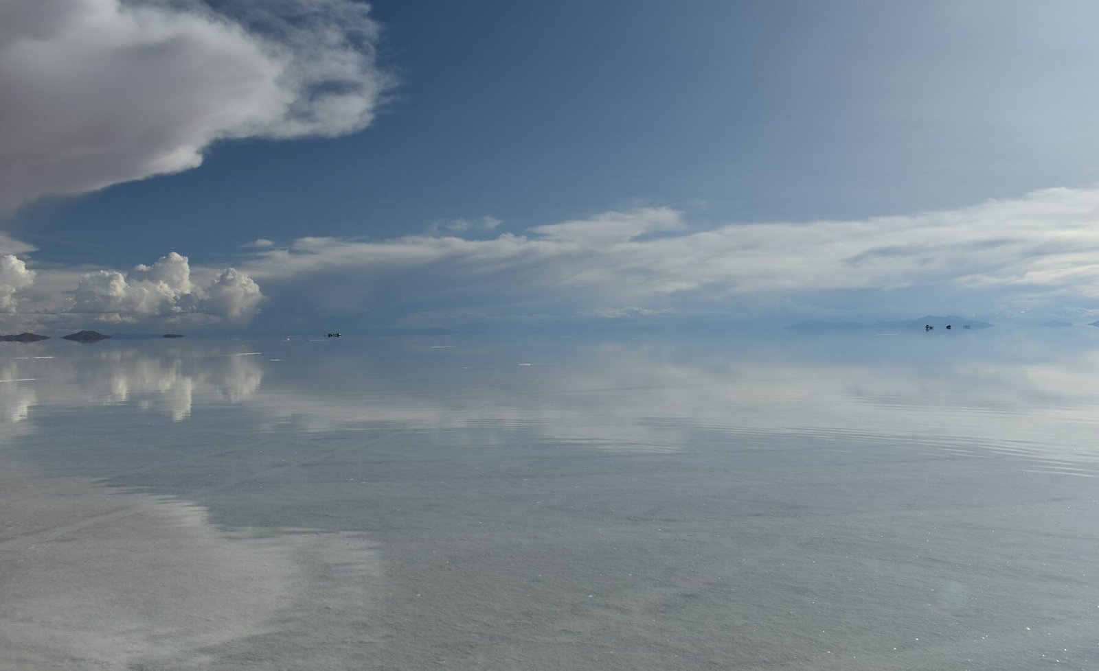 Clouds reflected across the flooded Uyuni salt flat