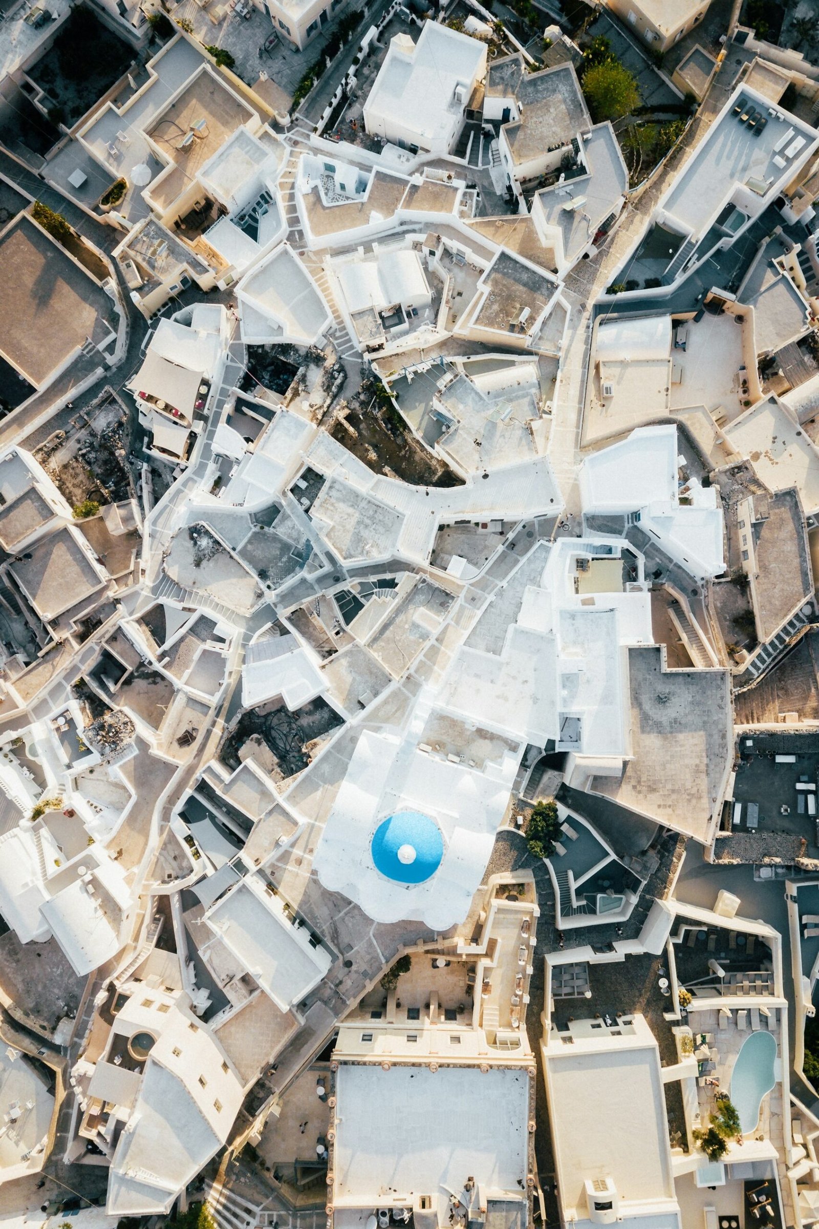 The white lanes and rooftops of Pyrgos in Santorini
