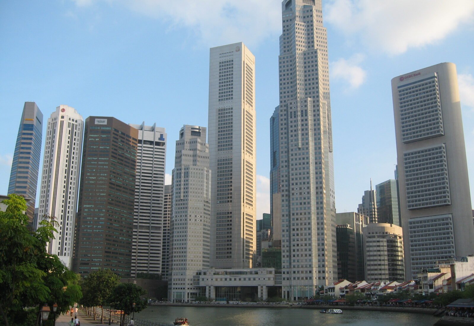 Singapore skyline across Marina Bay in Singapore