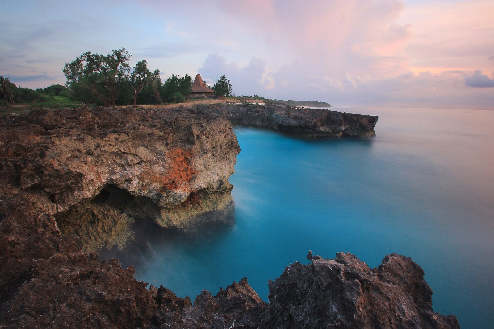 Wild beach and cliffs on Sumba