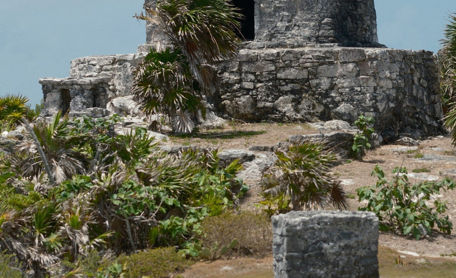 Ancient Maya ruins on a coastal cliff in Tulum