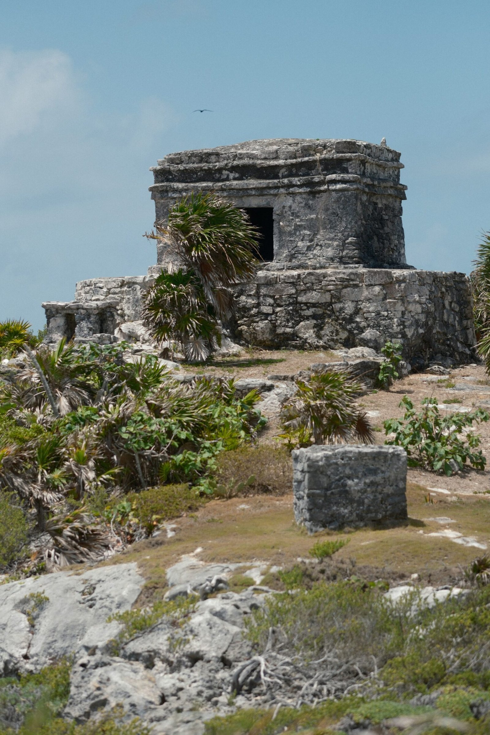 Ancient Maya ruins on a coastal cliff in Tulum