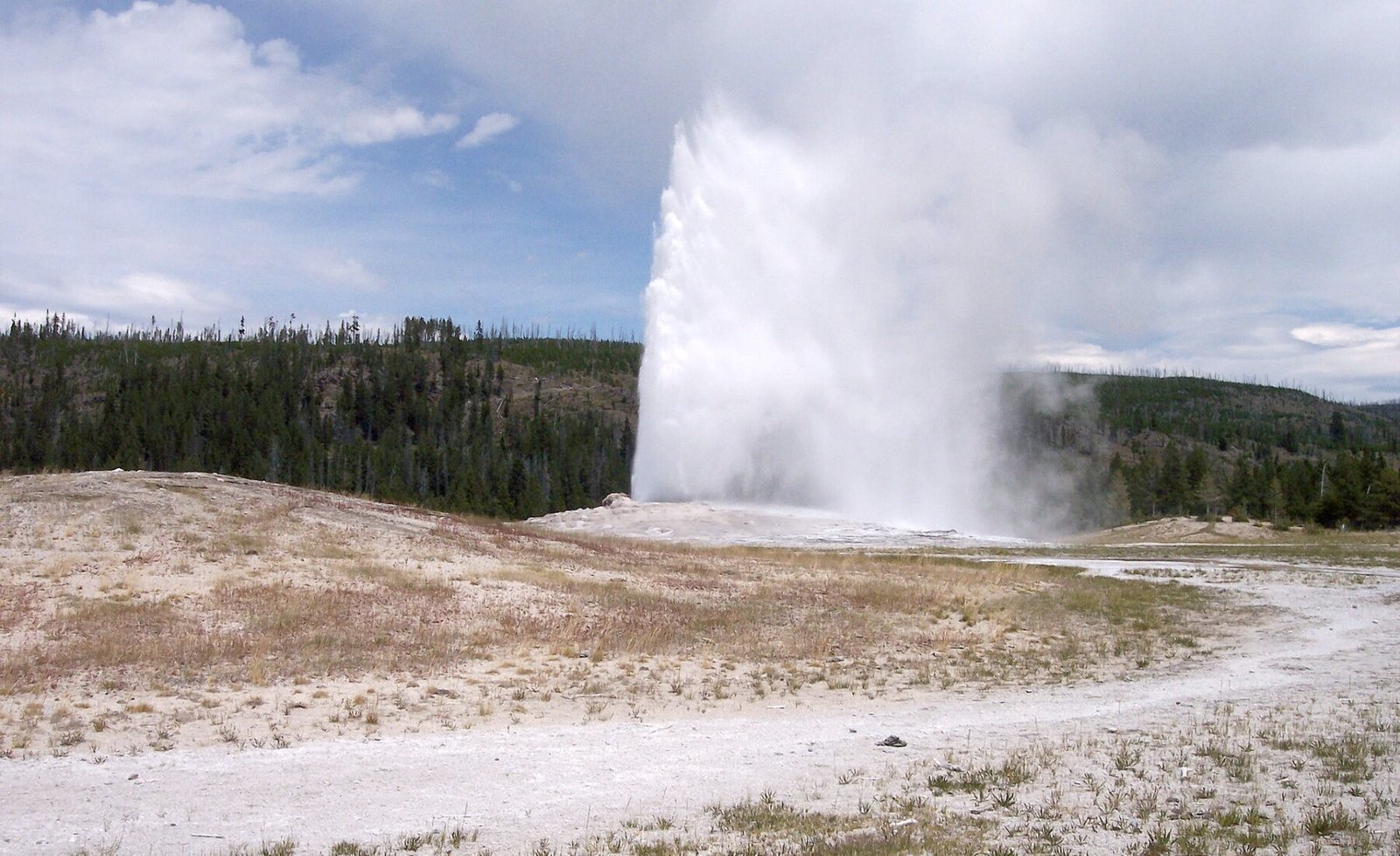 Old Faithful erupting in Yellowstone National Park