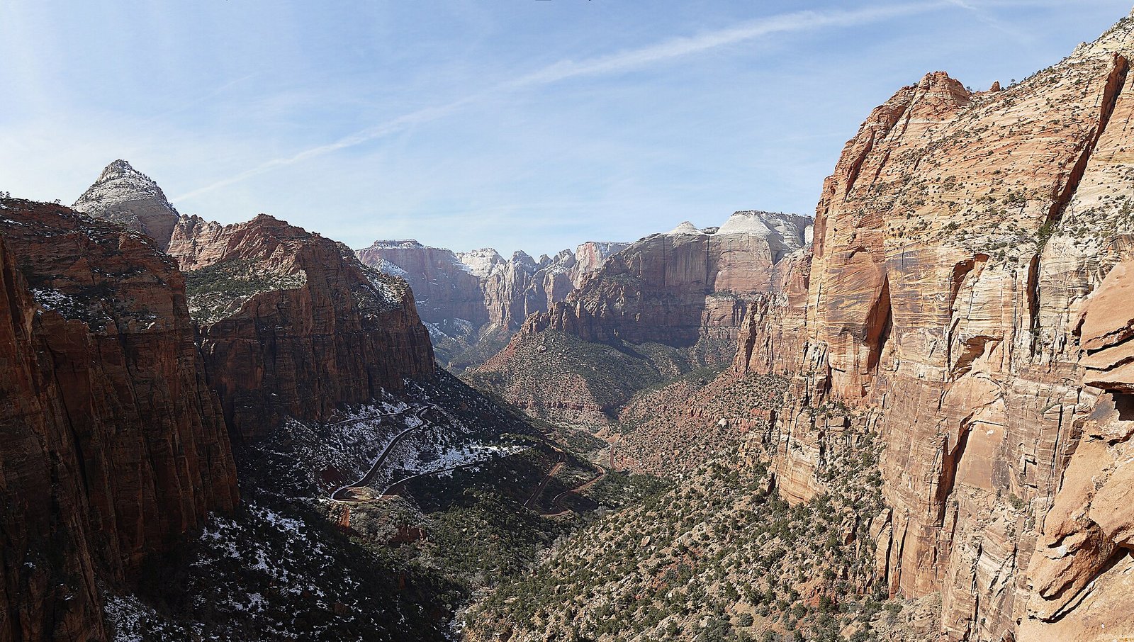 Elevated view across Zion Canyon